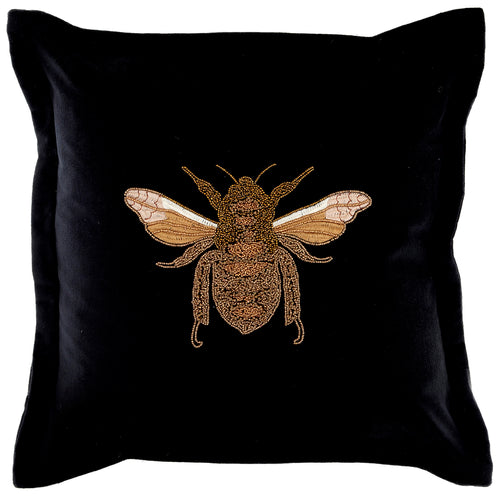 Voyage Maison Layla Embroidered Feather Cushion in Black