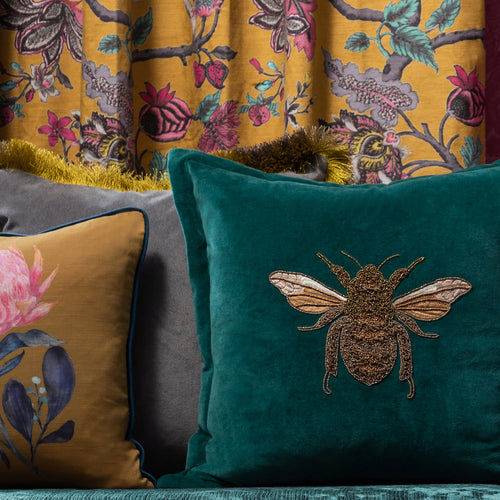 Voyage Maison Layla Embroidered Feather Cushion in Teal