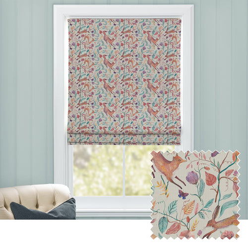 Animal Multi M2M - Leaping Into The Fauna Printed Cotton Made to Measure Roman Blinds Dawn Voyage Maison