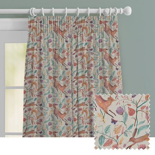 Animal Multi M2M - Leaping Into The Fauna Printed Cotton Made to Measure Curtains Dawn Voyage Maison