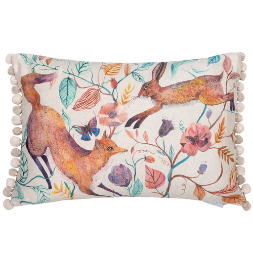 Voyage Maison Leaping Into The Fauna Printed Feather Cushion in Linen