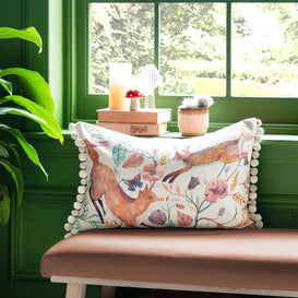 Voyage Maison Leaping Into The Fauna Printed Feather Cushion in Linen