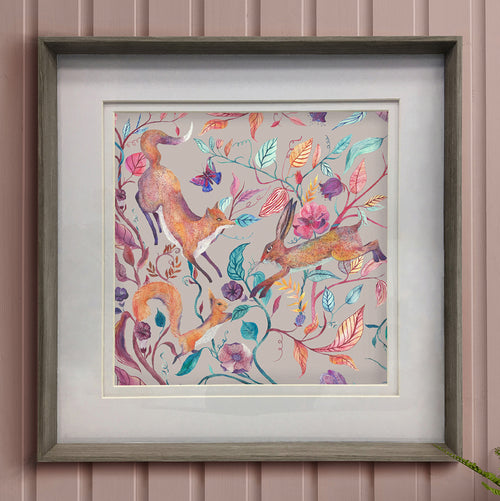 Animal Orange Wall Art - Leaping Into the Fauna  Framed Print Nut Voyage Maison