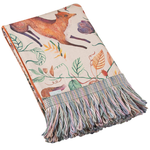 Animal Orange Throws - Leaping Into The Fauna Printed Throw Natural Voyage Maison