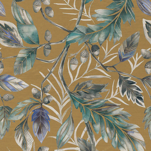 Abstract Yellow Fabric - Danbury Printed Velvet Fabric (By The Metre) Ochre Voyage Maison