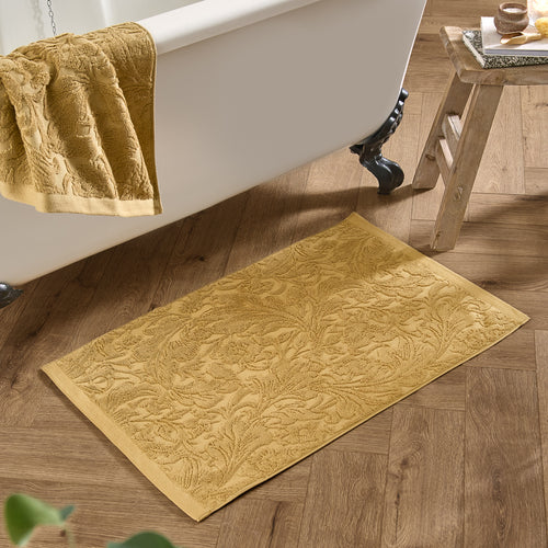 Floral Gold Bathroom - Leicester 100% Cotton Bath Mat Gold Morris & Co