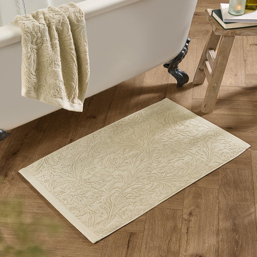 Floral Beige Bathroom - Leicester 100% Cotton Bath Mat Natural Morris & Co