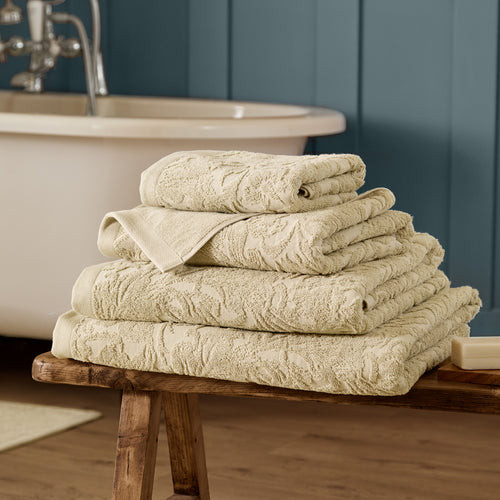 Floral Beige Bathroom - Leicester 100% Cotton Towels Natural Morris & Co