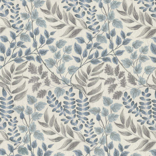 Floral Blue Fabric - Lestari Woven Jacquard Fabric (By The Metre) Bluebell Voyage Maison