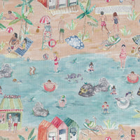  Samples - Let's Go To The Beach Printed Fabric Sample Swatch Sand Voyage Maison