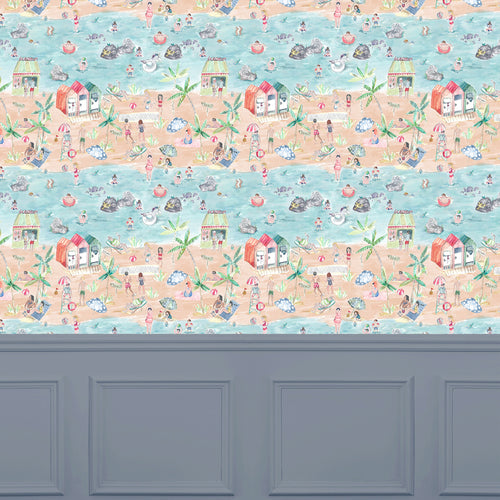  Blue Wallpaper - Let's Go To The Beach  1.4m Wide Width Wallpaper (By The Metre) Sand Voyage Maison