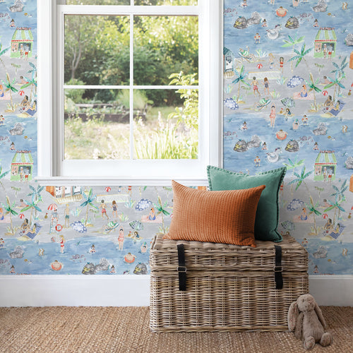  Grey Wallpaper - Let's Go To The Beach  1.4m Wide Width Wallpaper (By The Metre) Stone Voyage Maison