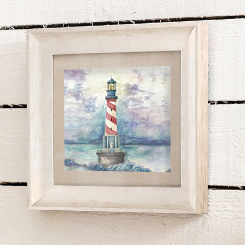 Abstract Blue Wall Art - Lighthouse  Framed Print Birch/Sunset Voyage Maison