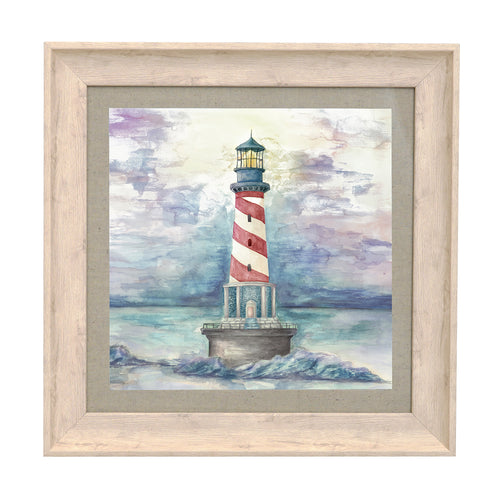 Abstract Blue Wall Art - Lighthouse  Framed Print Birch/Sunset Voyage Maison