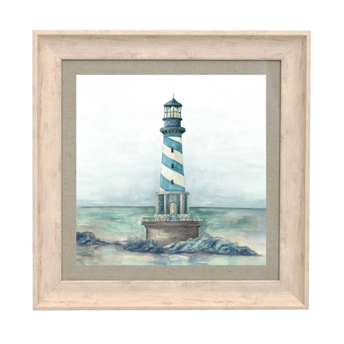 Abstract Blue Wall Art - Lighthouse  Framed Print Birch/Indigo Voyage Maison