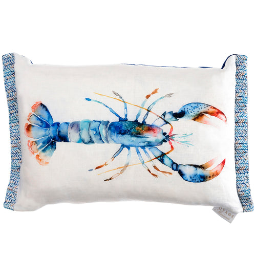 Voyage Maison Lobster Printed Feather Cushion in Cobalt