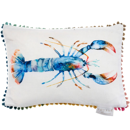 Voyage Maison Lobster Small Printed Feather Cushion in Cobalt