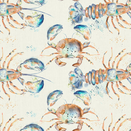Animal Orange Fabric - Lobster Printed Oil Cloth Fabric Natural Voyage Maison