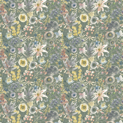 Floral Green Fabric - Lomondra Printed Cotton Fabric (By The Metre) Harvest Moss Voyage Maison