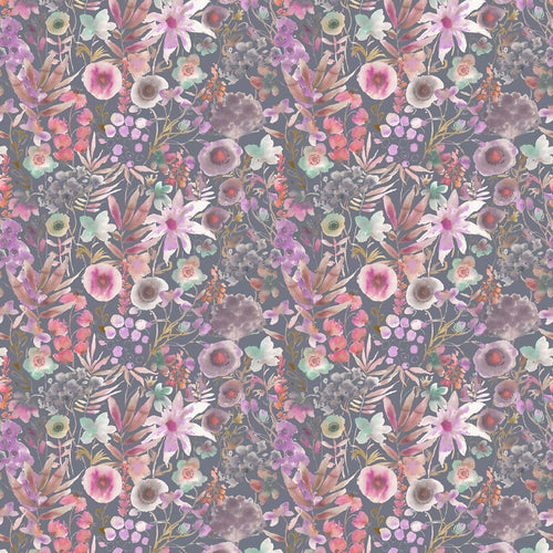 Animal Purple Fabric - Lomondra Printed Cotton Fabric (By The Metre) Apricot/Navy Voyage Maison