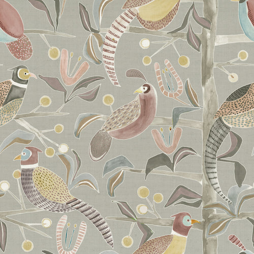 Animal Grey Fabric - Lossie Printed Cotton Fabric (By The Metre) Granite Voyage Maison
