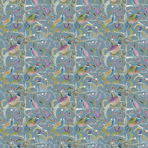 Animal Blue Fabric - Lossie Printed Cotton Fabric (By The Metre) Mineral Voyage Maison