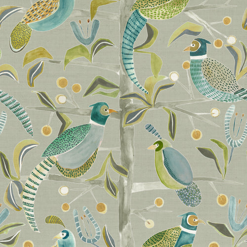 Animal Green Fabric - Lossie Printed Cotton Fabric (By The Metre) Pine Voyage Maison