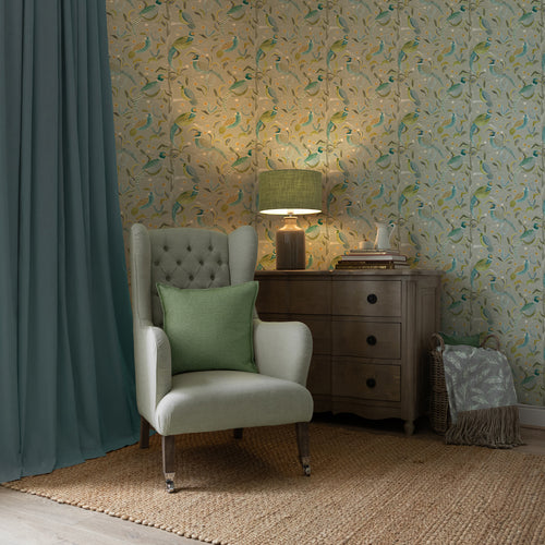 Animal Green Wallpaper - Lossie  1.4m Wide Width Wallpaper (By The Metre) Pine Voyage Maison