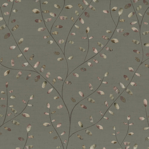 Floral Grey Fabric - Lucia Printed Cotton Fabric (By The Metre) Ironstone Voyage Maison
