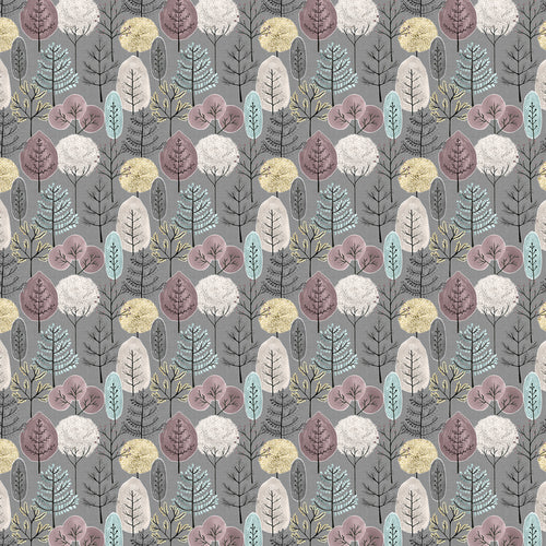 Floral Grey Fabric - Lyall Printed Cotton Fabric (By The Metre) Granite Voyage Maison