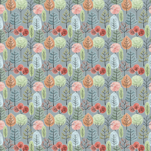 Floral Blue Fabric - Lyall Printed Cotton Fabric (By The Metre) Persimmon Voyage Maison