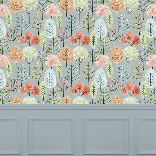 Floral Blue Wallpaper - Lyall  1.4m Wide Width Wallpaper (By The Metre) Persimmon Voyage Maison