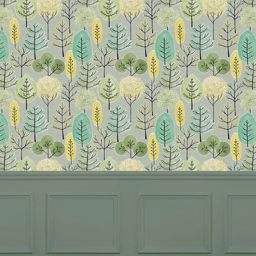 Floral Green Wallpaper - Lyall  1.4m Wide Width Wallpaper (By The Metre) Pine Voyage Maison
