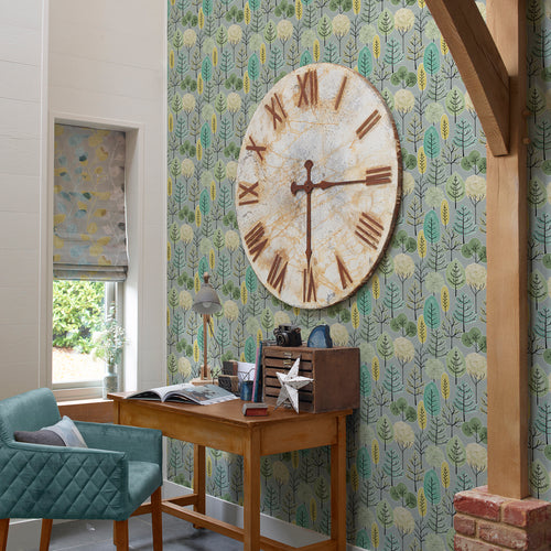 Floral Green Wallpaper - Lyall  1.4m Wide Width Wallpaper (By The Metre) Pine Voyage Maison