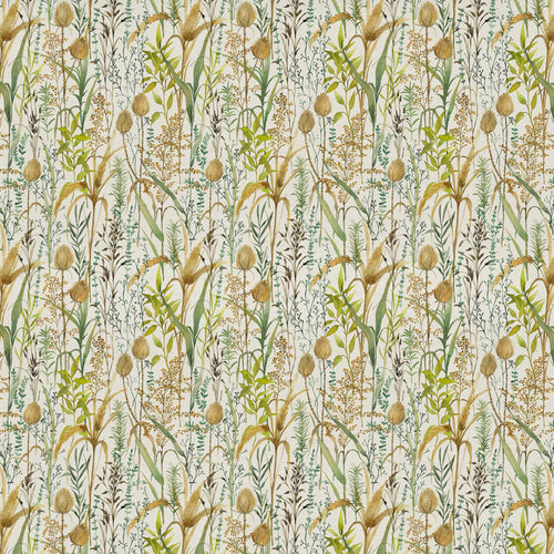 Floral Green Fabric - Lydiard Printed Cotton Fabric (By The Metre) Linen Voyage Maison