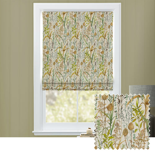 Floral Green M2M - Lydiard Printed Cotton Made to Measure Roman Blinds Linen Voyage Maison