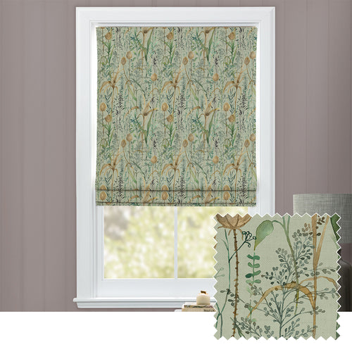 Floral Green M2M - Lydiard Printed Cotton Made to Measure Roman Blinds Sky Voyage Maison