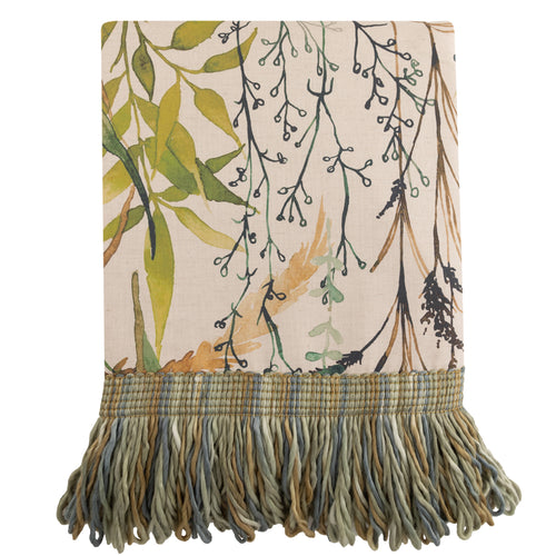 Floral Green Throws - Lydiard Printed Fringe Throw Linen Voyage Maison