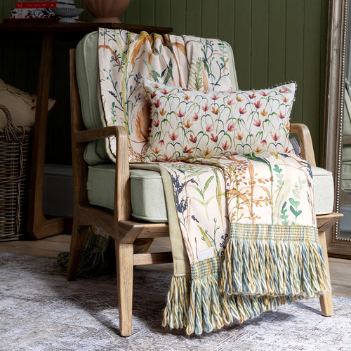 Lydiard Printed Fringe Throw Linen