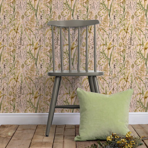 Floral Orange Wallpaper - Lydiard  1.4m Wide Width Wallpaper (By The Metre) Apricot Voyage Maison