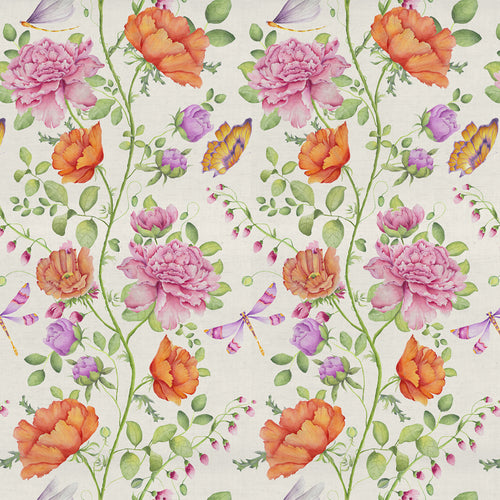 Floral Pink Fabric - Maisie Printed Cotton Fabric (By The Metre) Fuchsia Voyage Maison