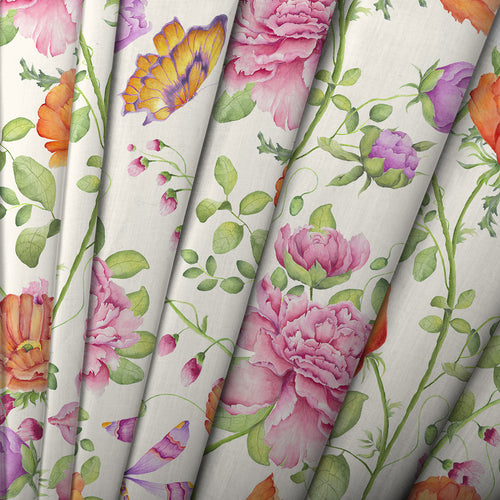 Floral Pink Fabric - Maisie Printed Cotton Fabric (By The Metre) Fuchsia Voyage Maison