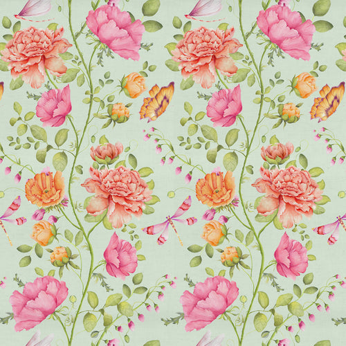 Floral Green Fabric - Maisie Printed Cotton Fabric (By The Metre) Sage Voyage Maison