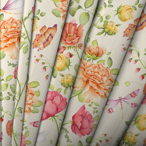 Floral Orange Fabric - Maisie Printed Cotton Fabric (By The Metre) Sand Voyage Maison