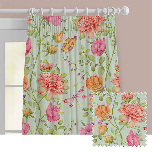 Floral Green M2M - Maisie Printed Cotton Made to Measure Curtains Sage Voyage Maison