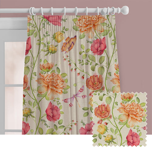 Floral Orange M2M - Maisie Printed Cotton Made to Measure Curtains Sand Voyage Maison