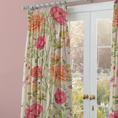 Floral Orange M2M - Maisie Printed Cotton Made to Measure Curtains Sand Voyage Maison