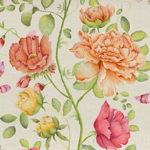 Floral Orange M2M - Maisie Printed Cotton Made to Measure Curtains Sand Voyage Maison