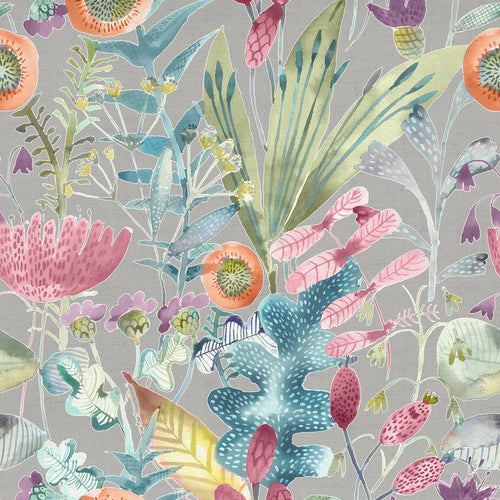 Floral Multi Fabric - Maizey Printed Resin Oil Cloth Fabric (By The Metre) Persimmon Voyage Maison