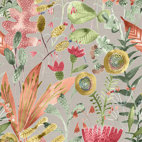 Floral Orange Fabric - Maizey Printed Cotton Fabric (By The Metre) Sandstone Voyage Maison